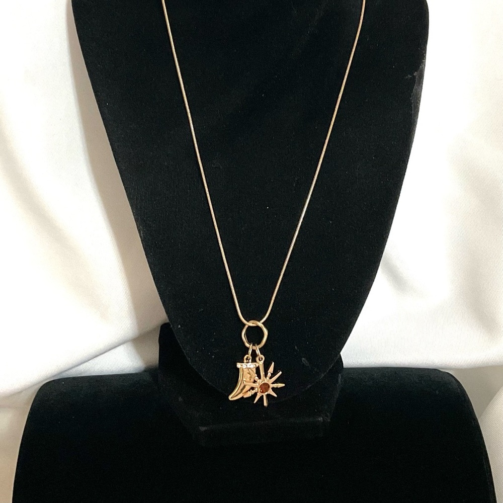 Goldtone Starburst Rhinestone Lariat Pendant - Picture 6 of 9